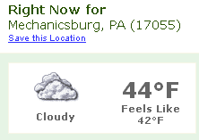 44 degrees F